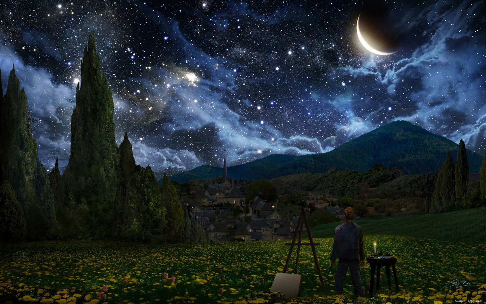 银河与星云壮丽景象 壁纸