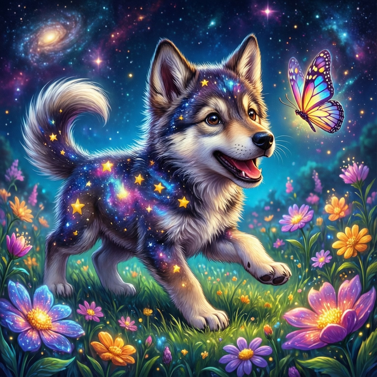 银河幼犬嬉戏 壁纸