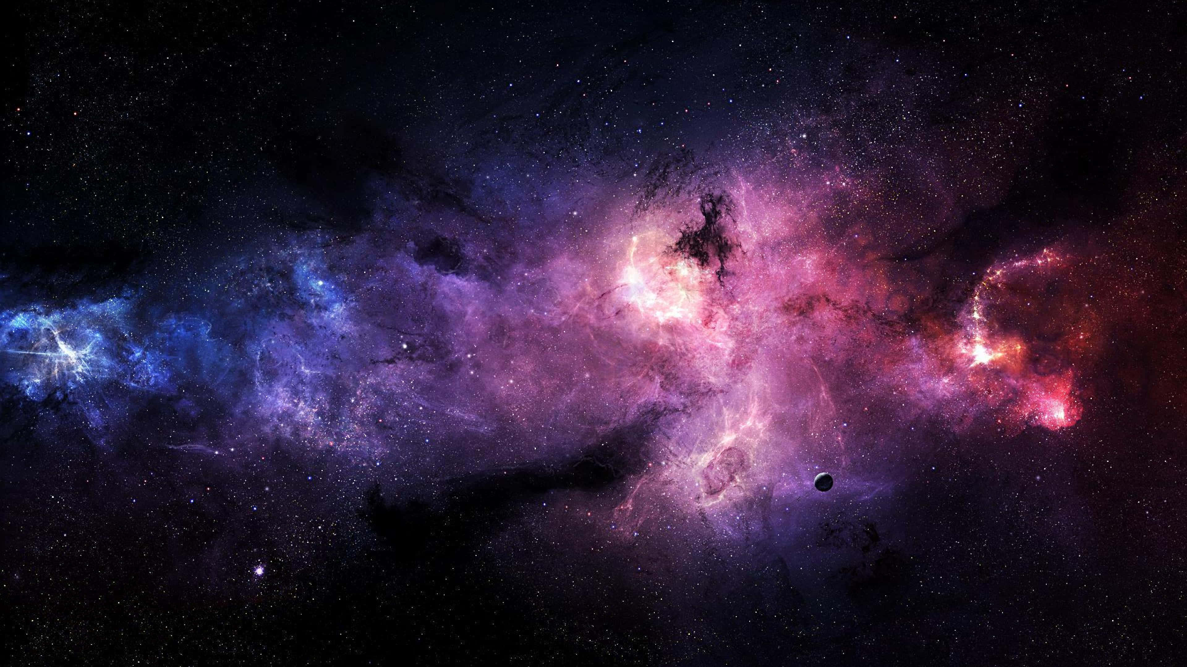 银河星空粉色星云 壁纸