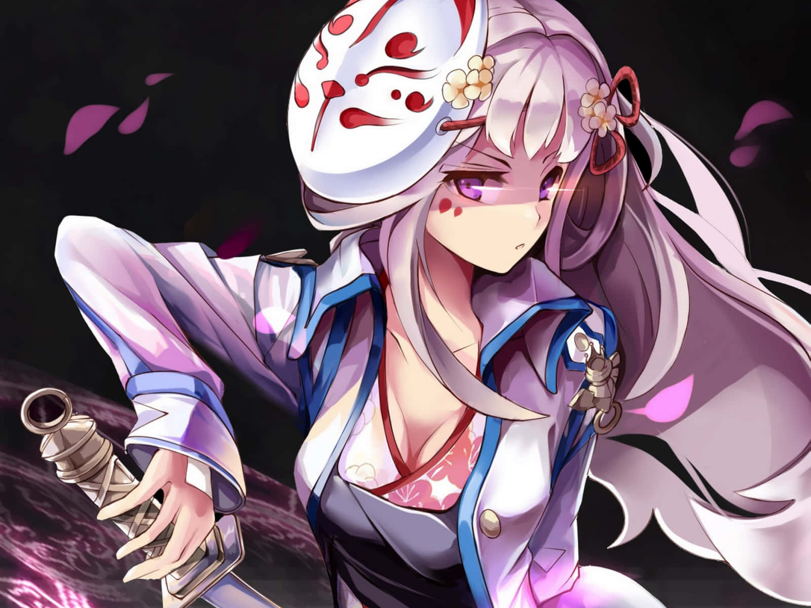 长发少女手持剑刃 壁纸