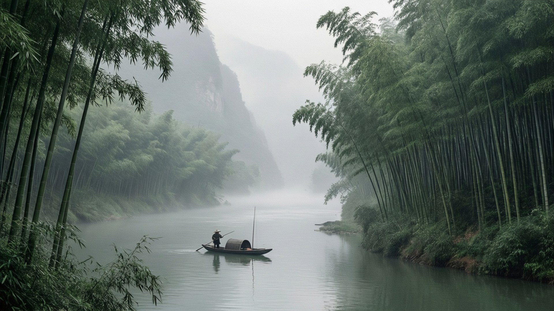 长江雾影 壁纸