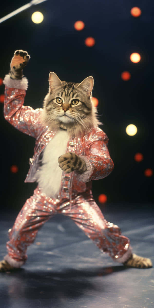 闪耀服装中跳舞的猫咪 壁纸
