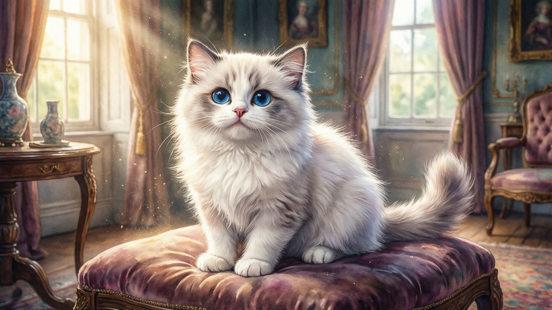 阳光下的丝绒猫咪 壁纸