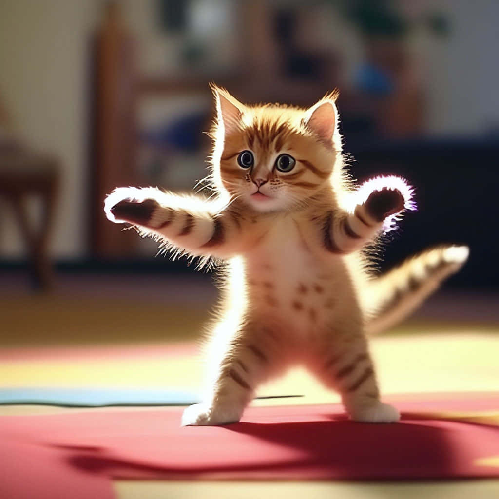 阳光房间里跳舞的顽皮小猫.JPG 壁纸