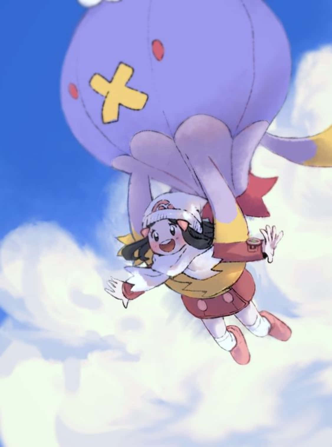 随风球载着女孩飞翔 壁纸