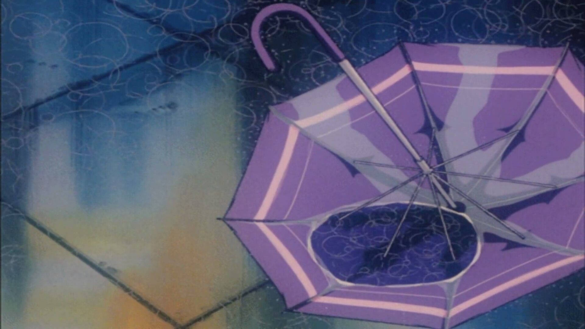 雨中伞的复古动漫美学 壁纸