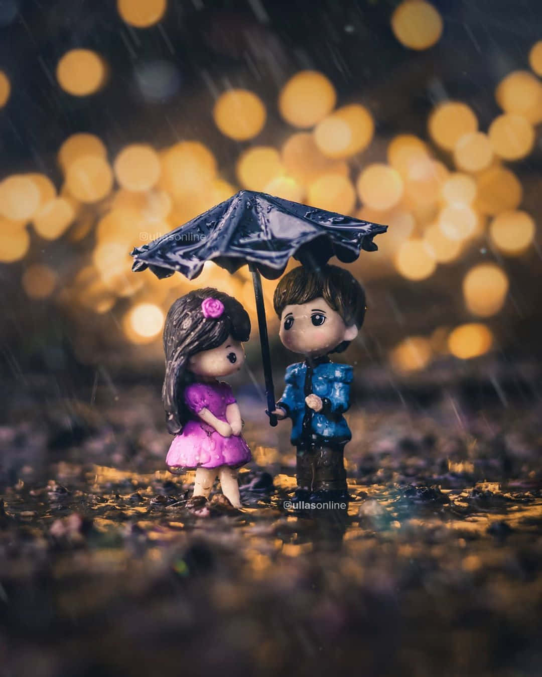 雨中浪漫的情侣 壁纸