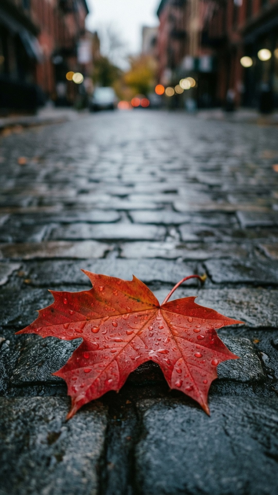 雨落石阶红叶 壁纸