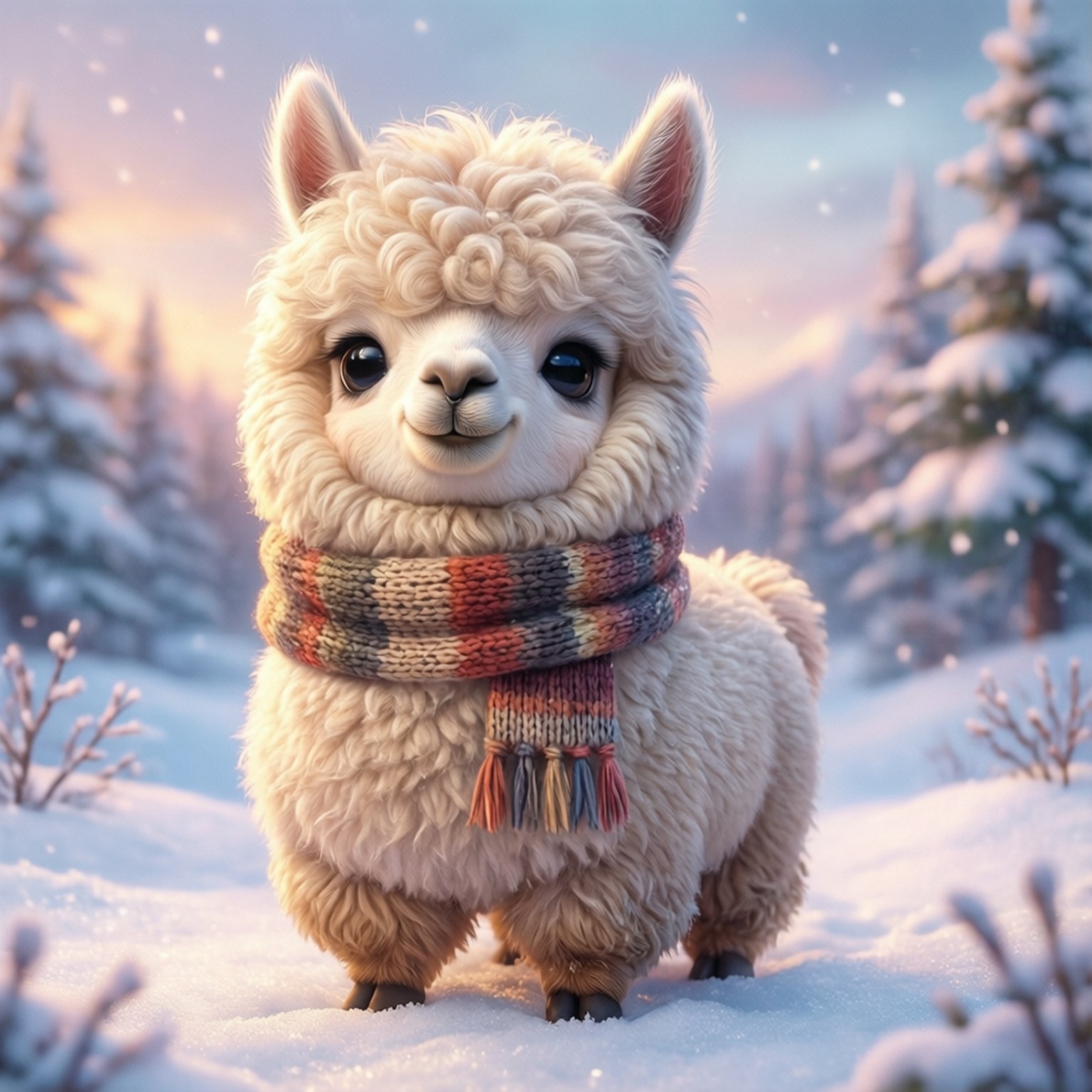 雪中可爱羊驼 壁纸