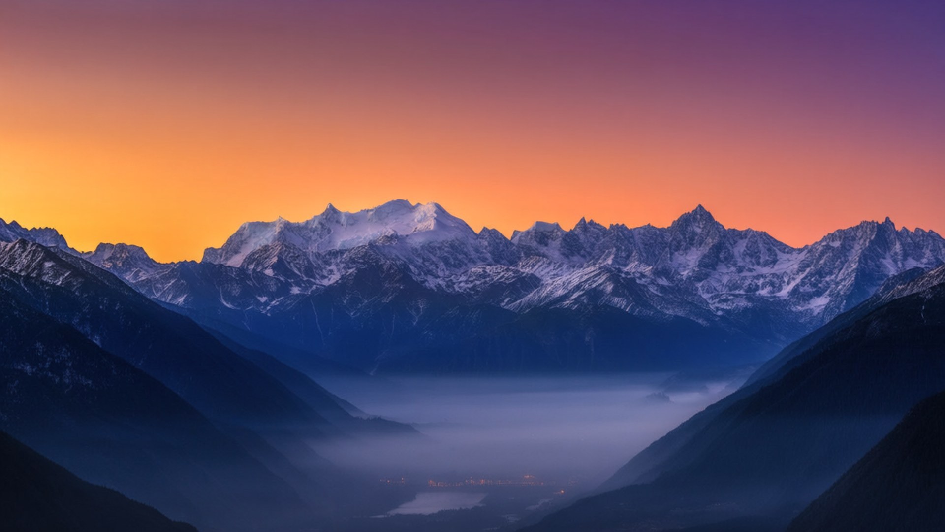 雪山日出全景 壁纸