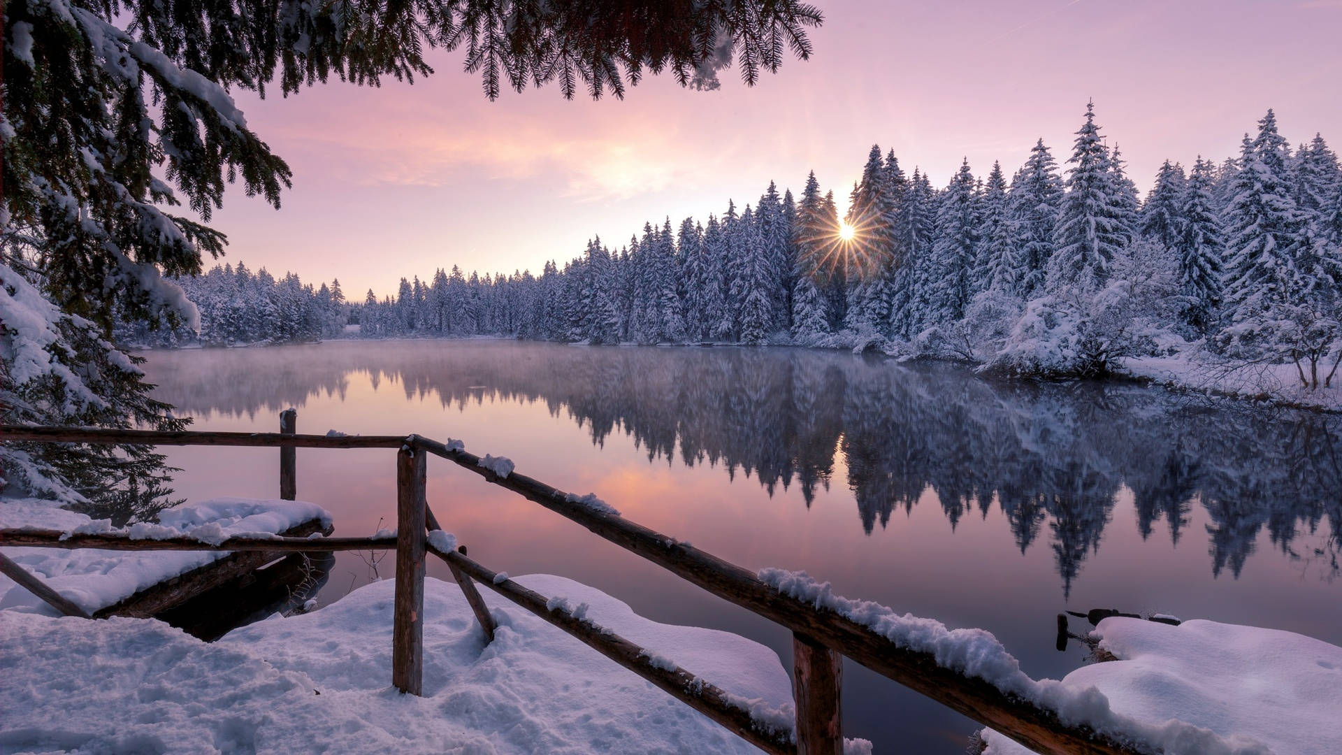 雪景美学湖 壁纸