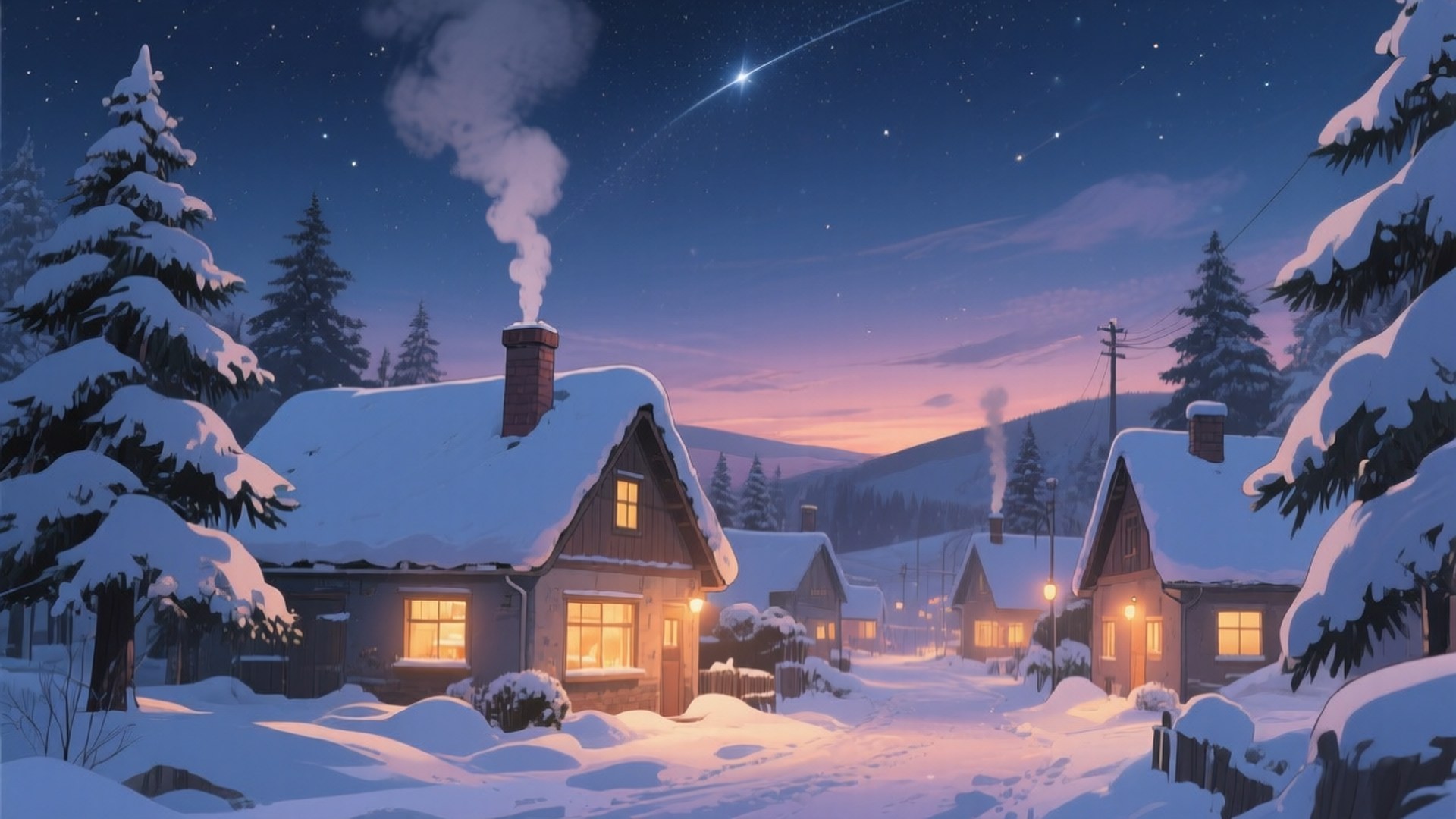 雪村夜色 壁纸