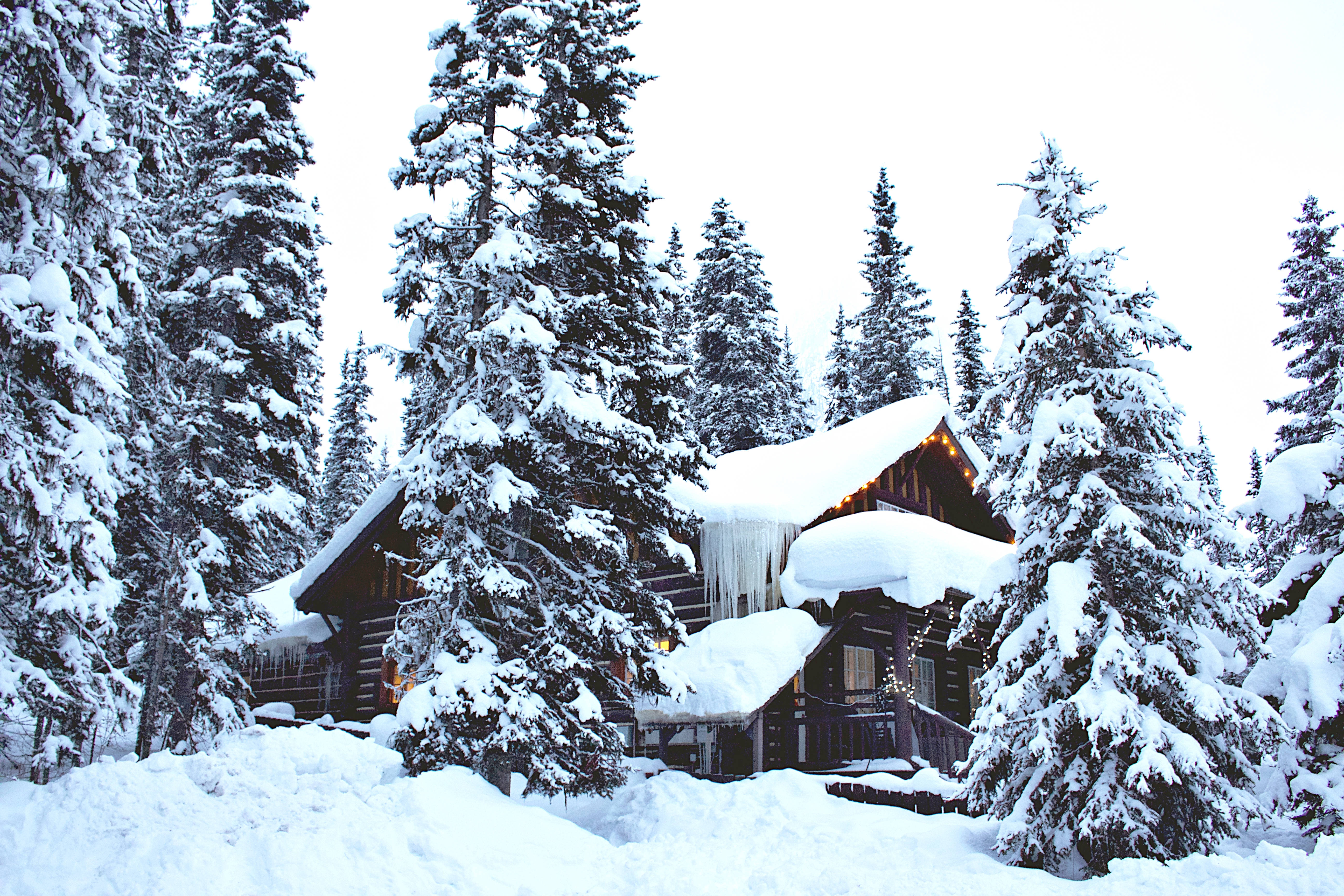 雪球般梦幻的冬日小屋 壁纸