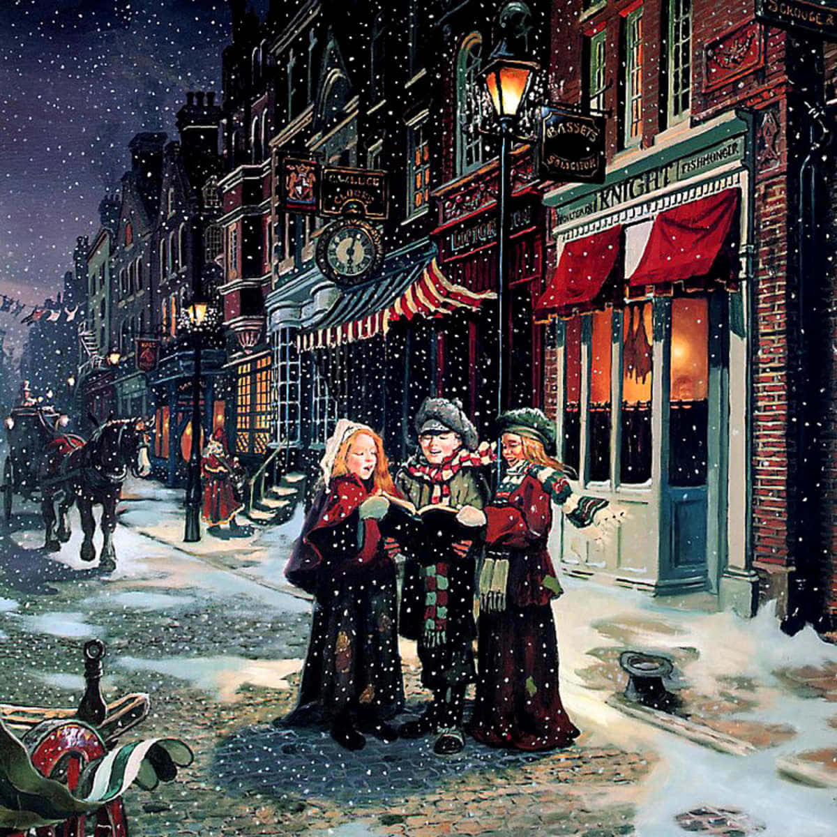 雪街人物画 壁纸