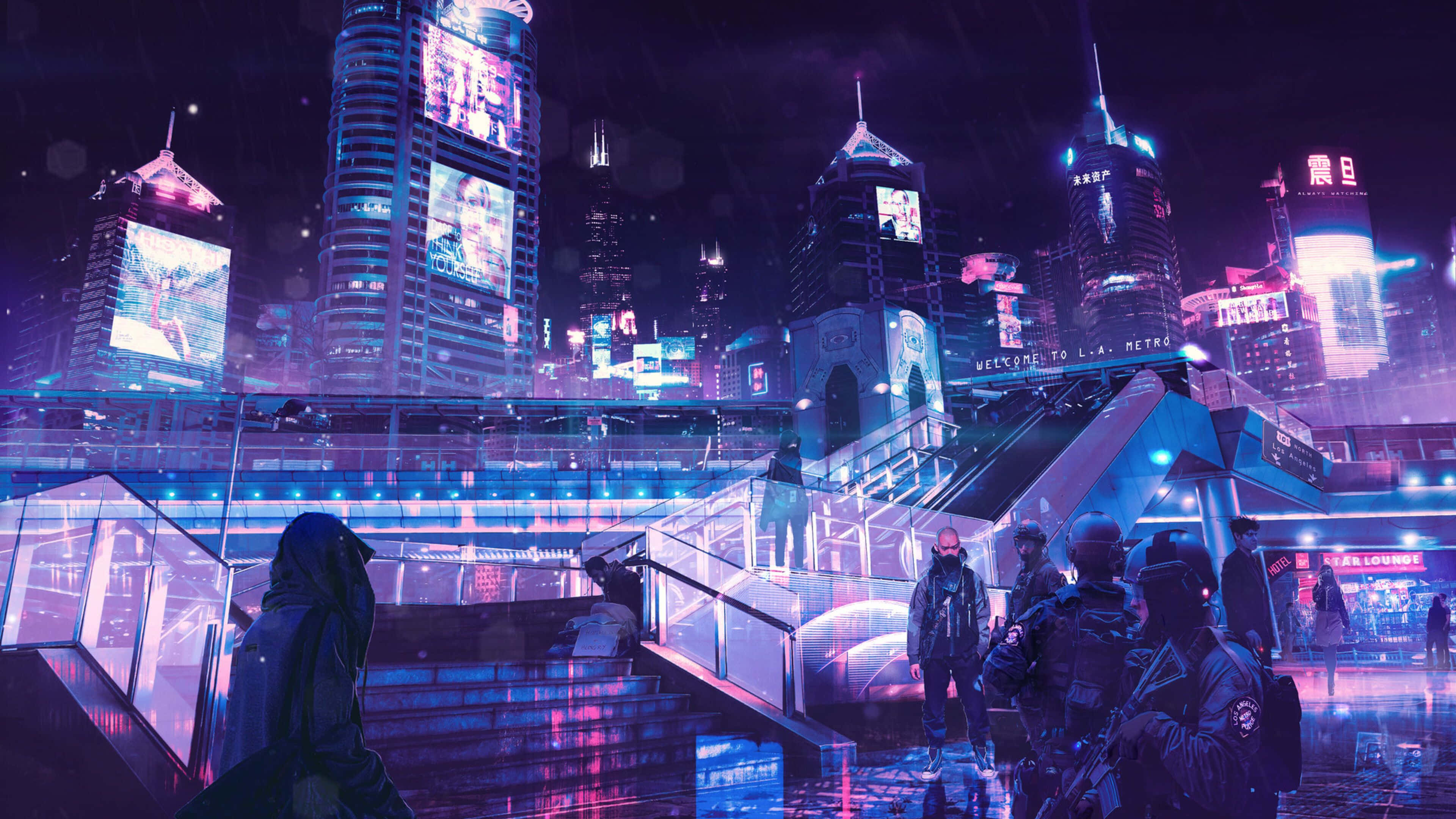 霓虹之城的夜色光影 壁纸