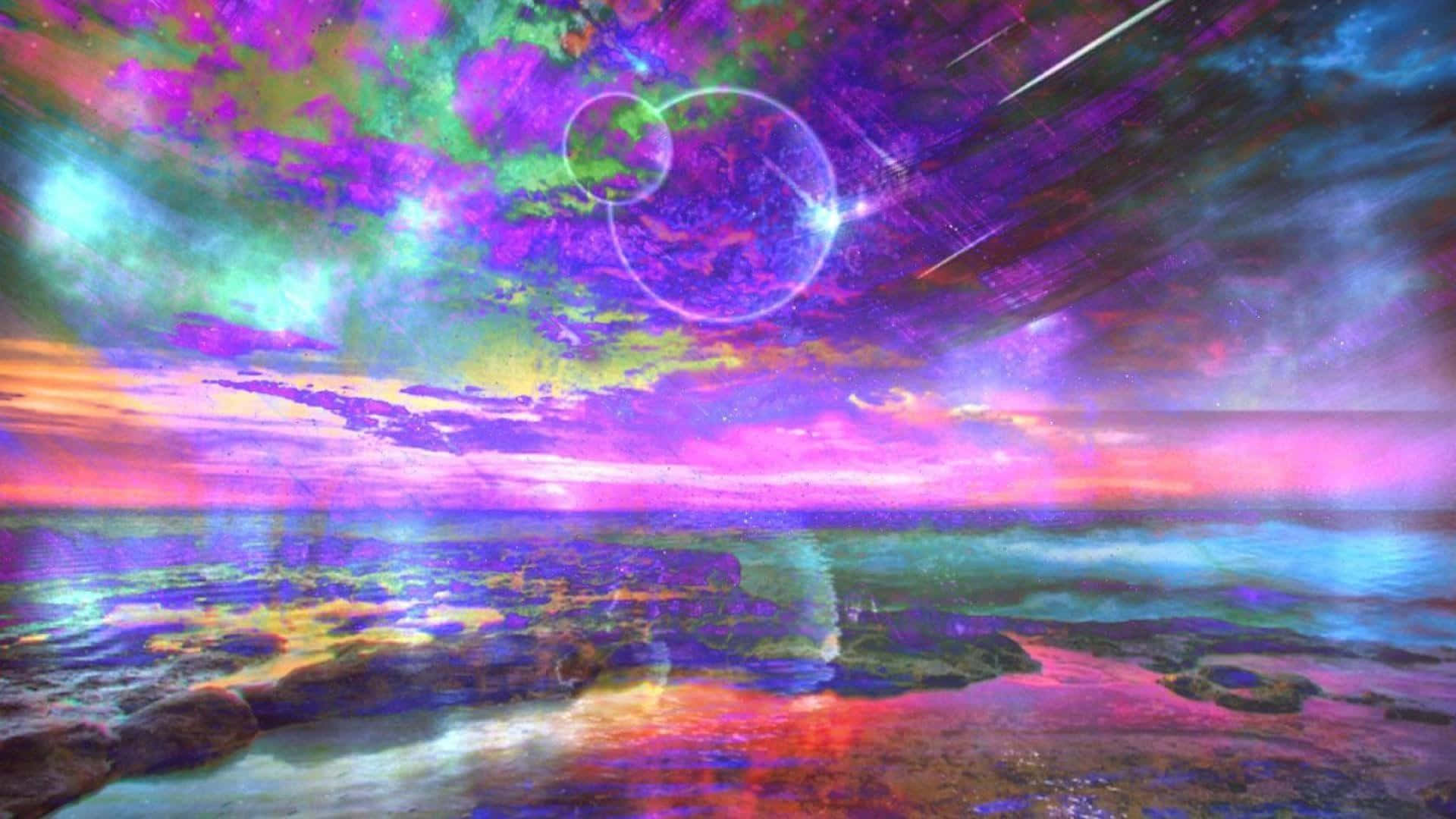 霓虹云际迷幻星系 壁纸