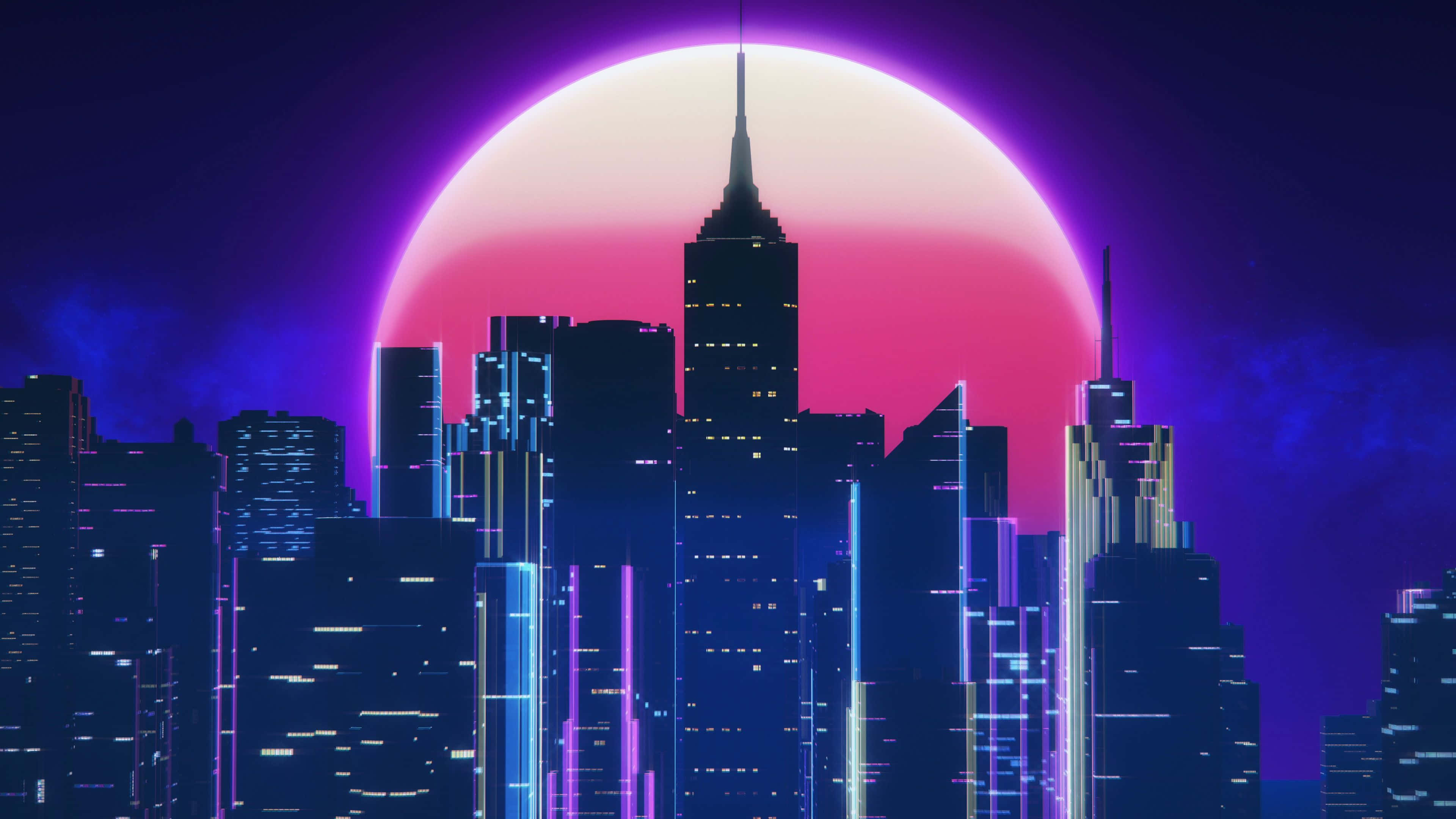 霓虹城市背景 壁纸
