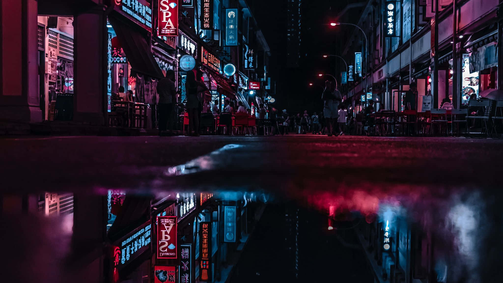 霓虹城市背景 壁纸