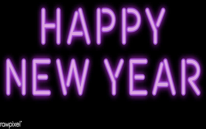霓虹新年快乐标志 壁纸