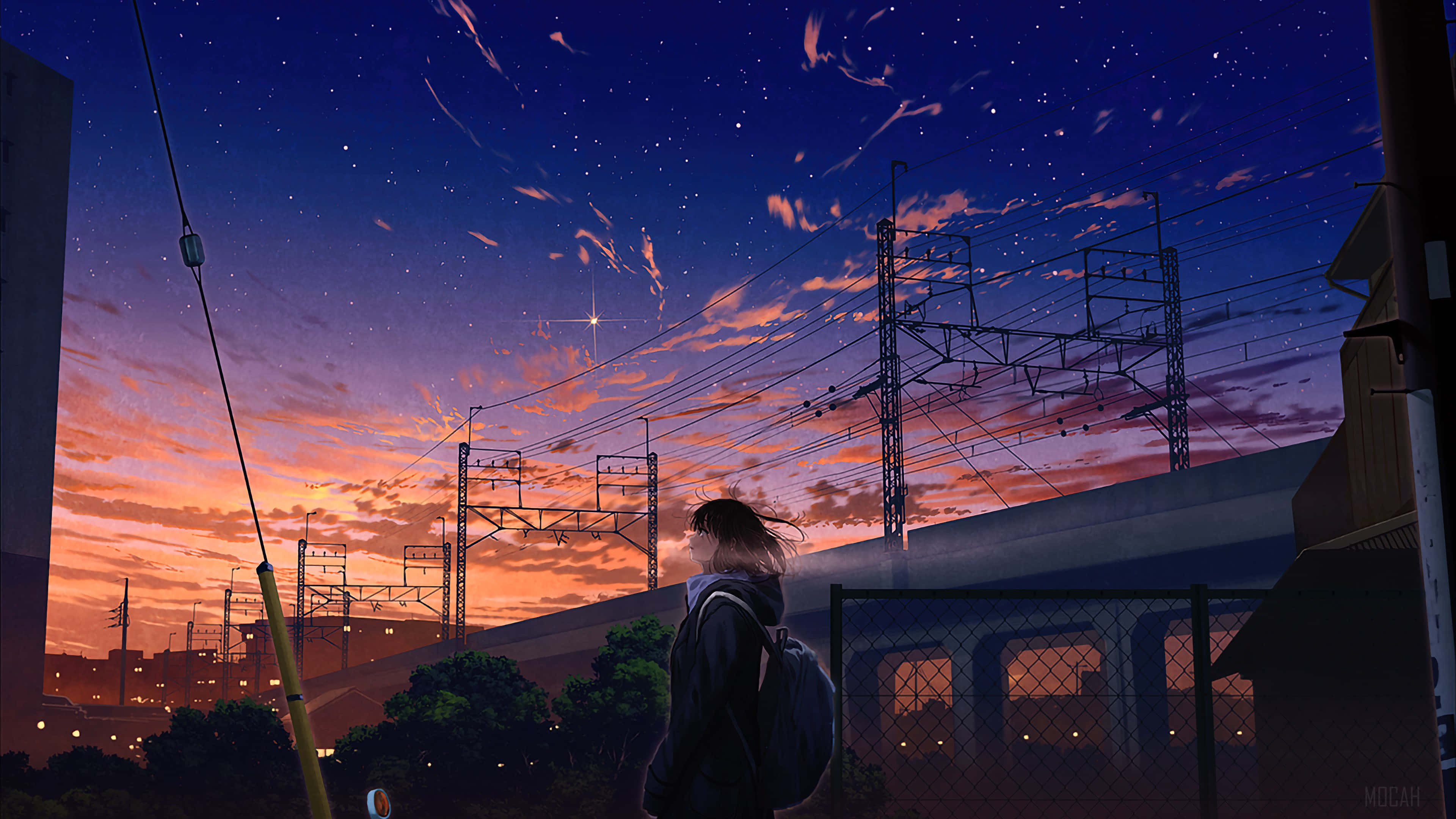 霓虹灯光下的城市夜景 壁纸