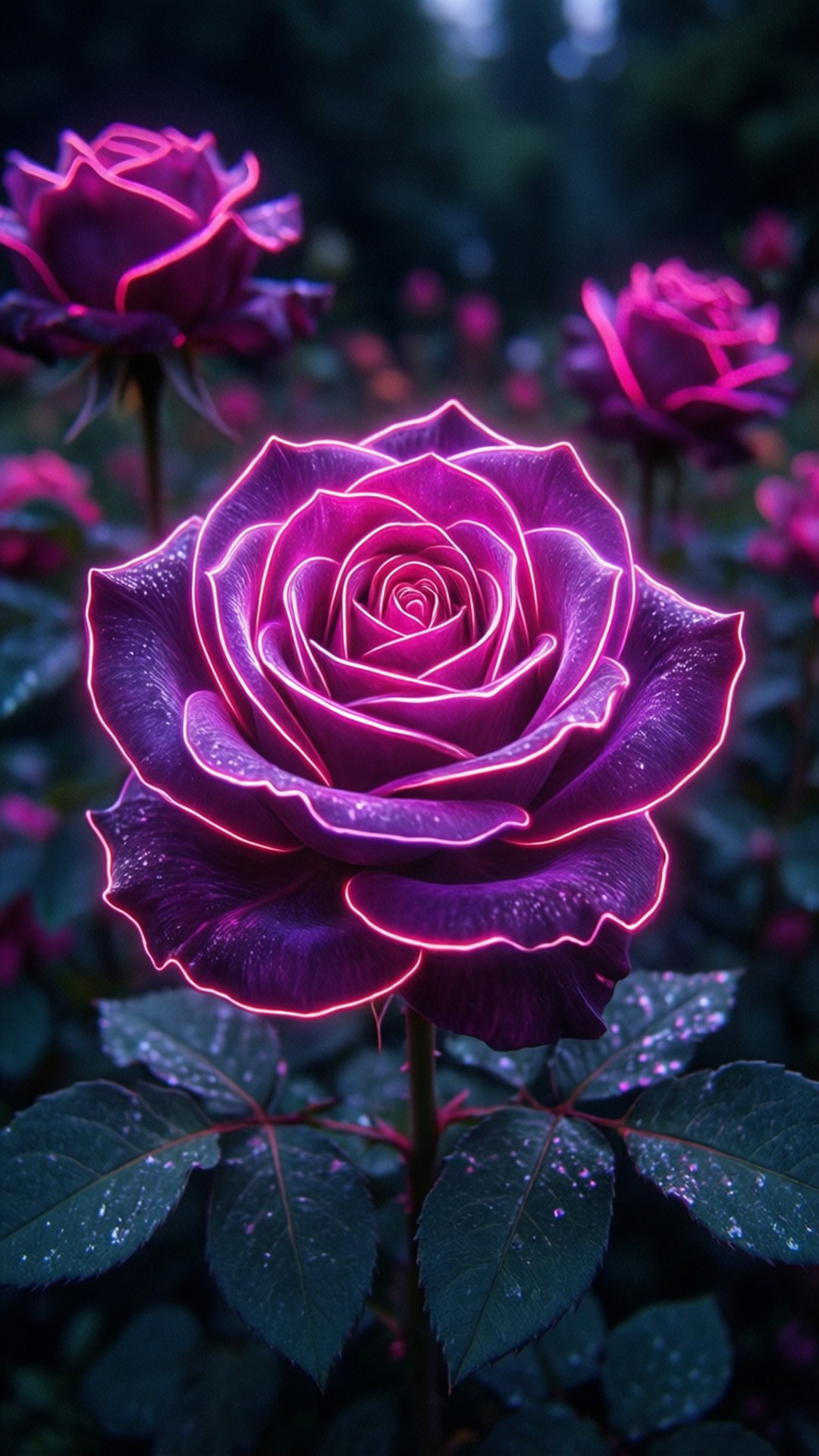 霓虹玫瑰 壁纸