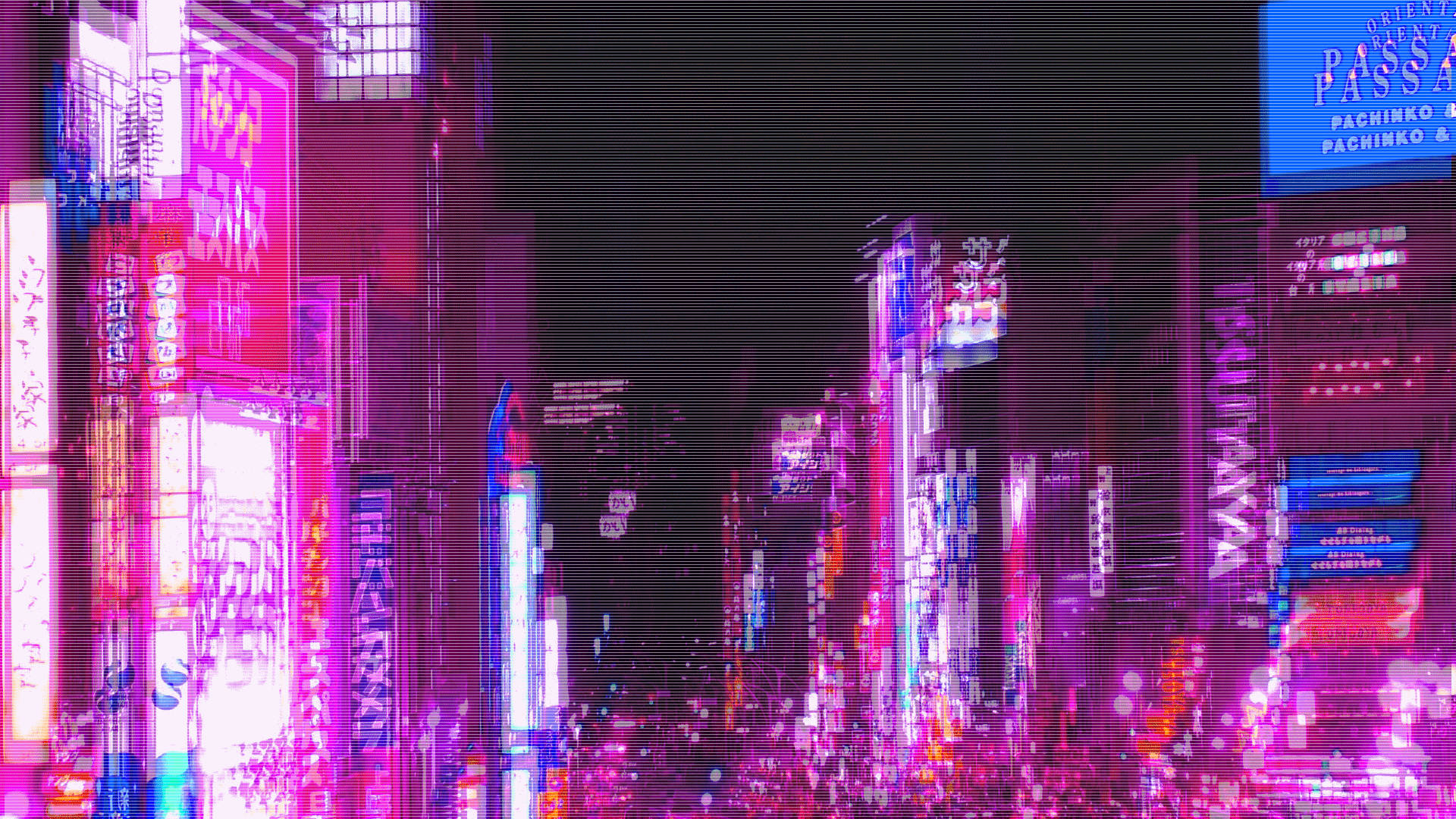 霓虹紫调都市夜景 壁纸