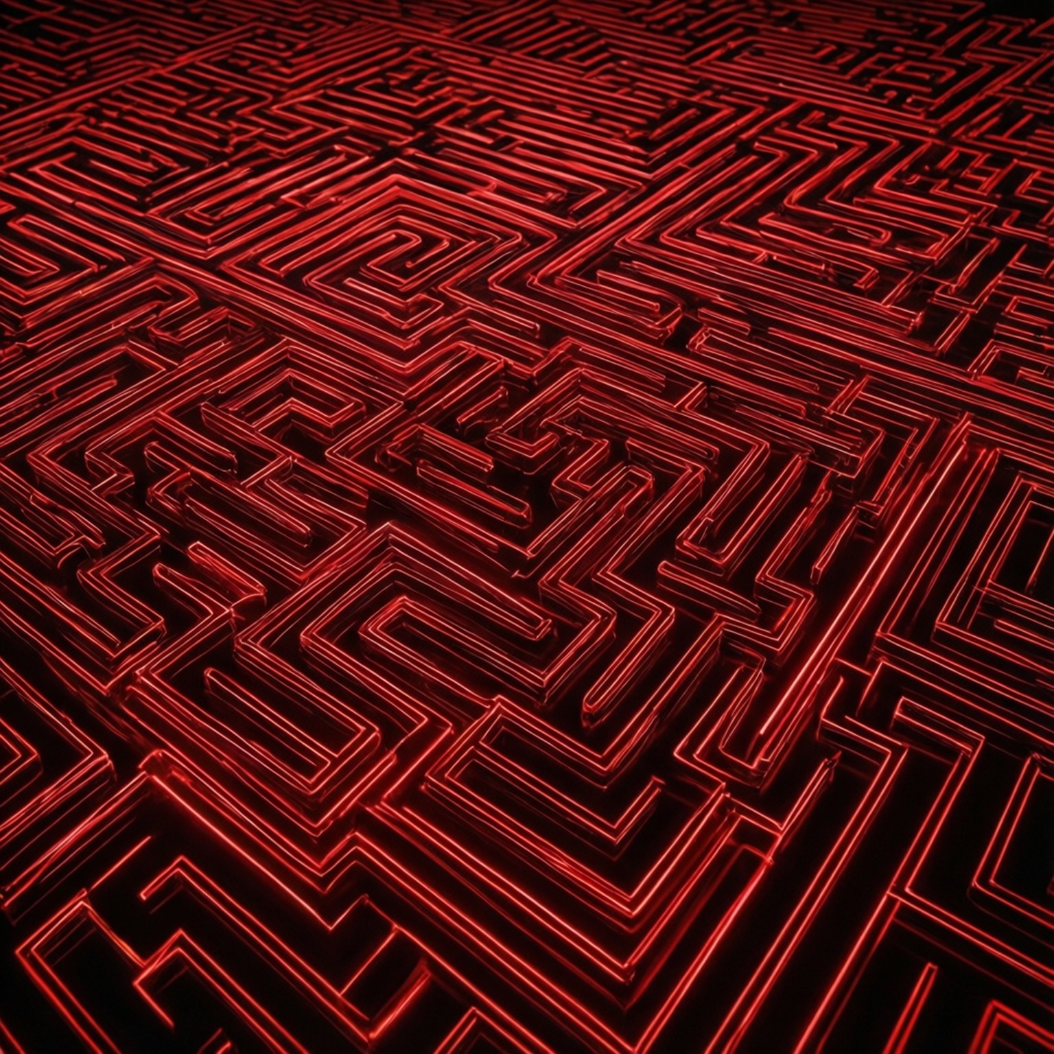 霓虹红色迷宫图案 壁纸