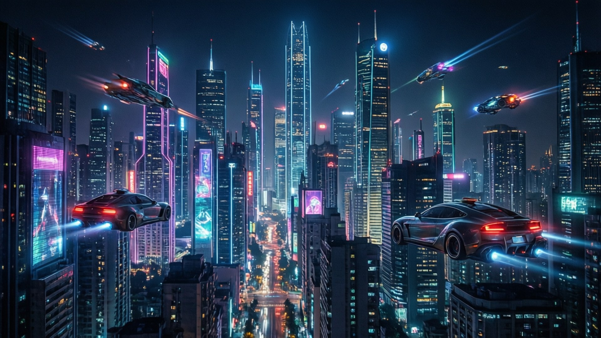 霓虹赛博朋克城市 壁纸