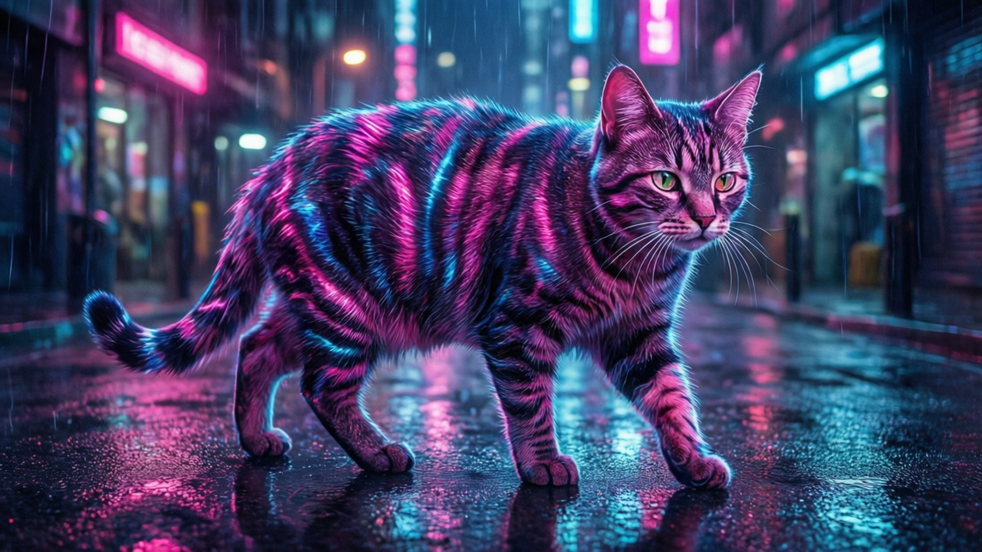 霓虹赛博猫 壁纸