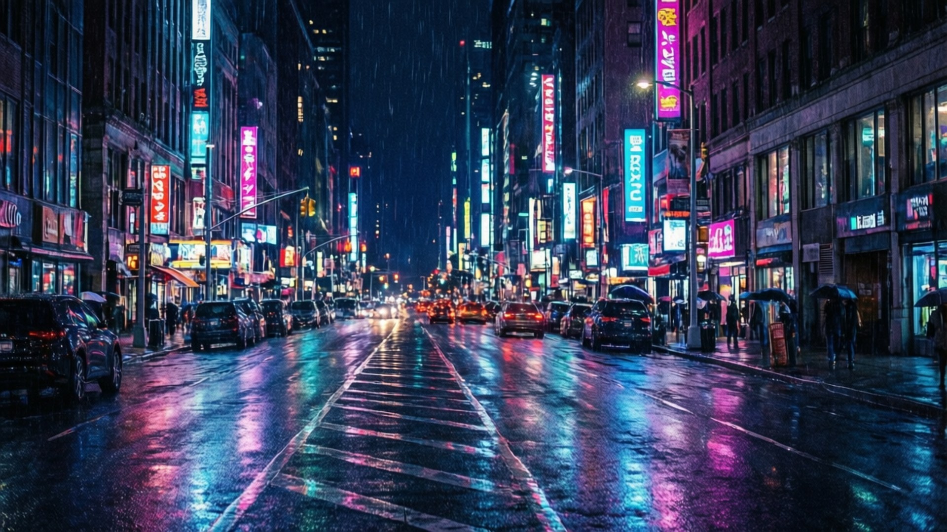 霓虹雨夜之城 壁纸