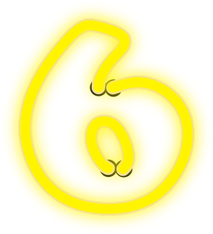 霓虹黄数字六 壁纸