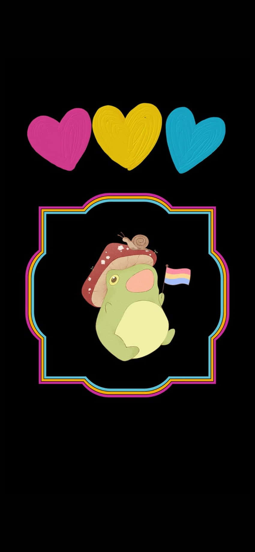 青蛙手持可爱LGBT旗帜数字插图 壁纸