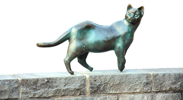 青铜猫雕塑石台 壁纸