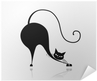 风格化黑猫艺术画 壁纸