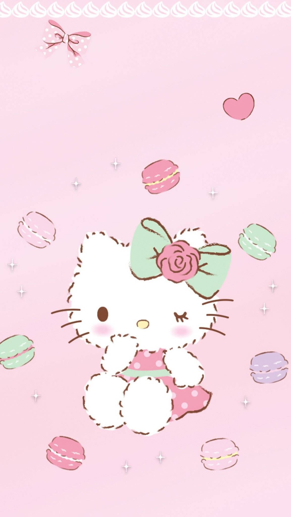 马卡龙与卡通Hello Kitty头像 壁纸