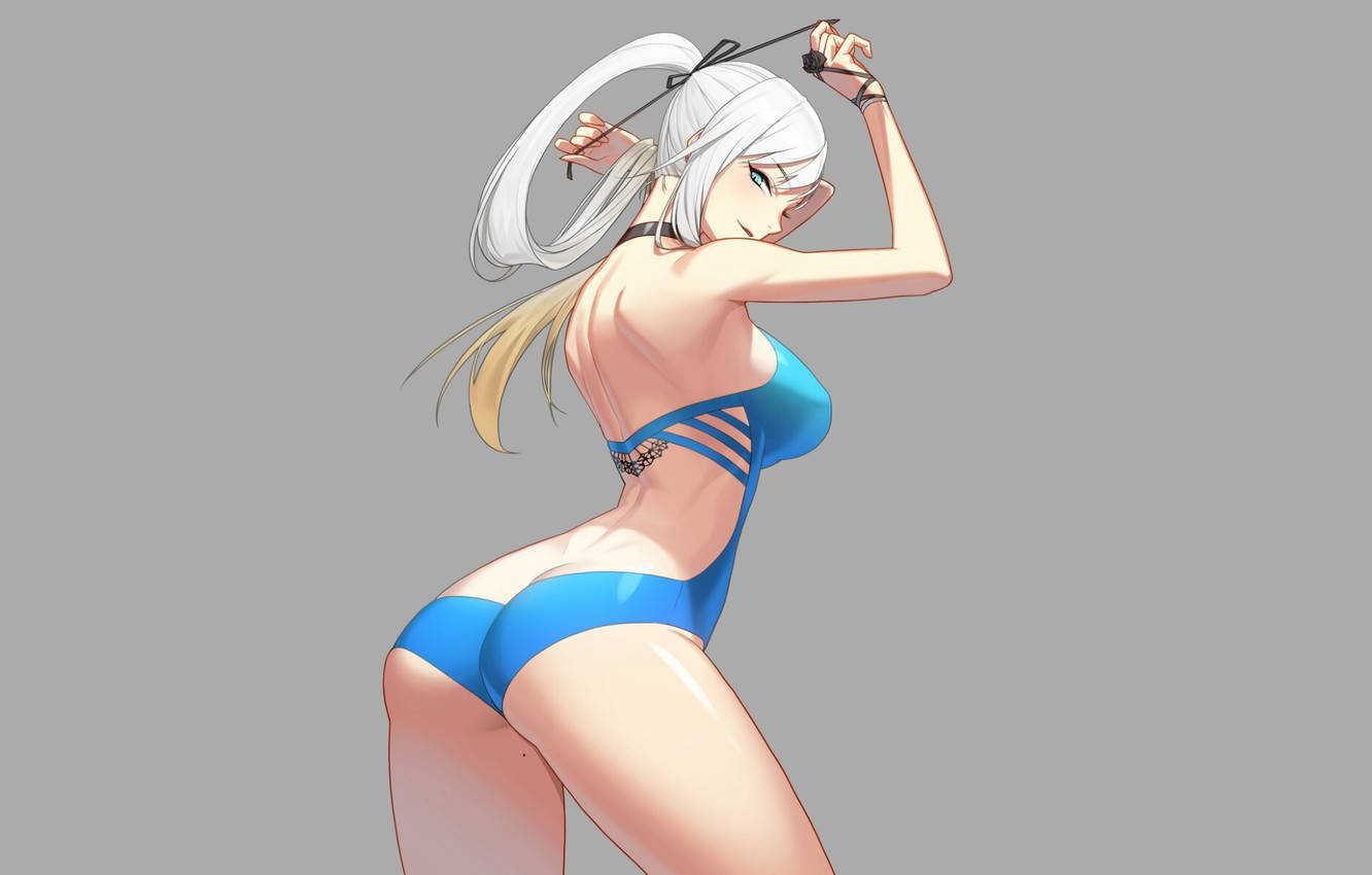 马尾辫比基尼动漫女孩 壁纸