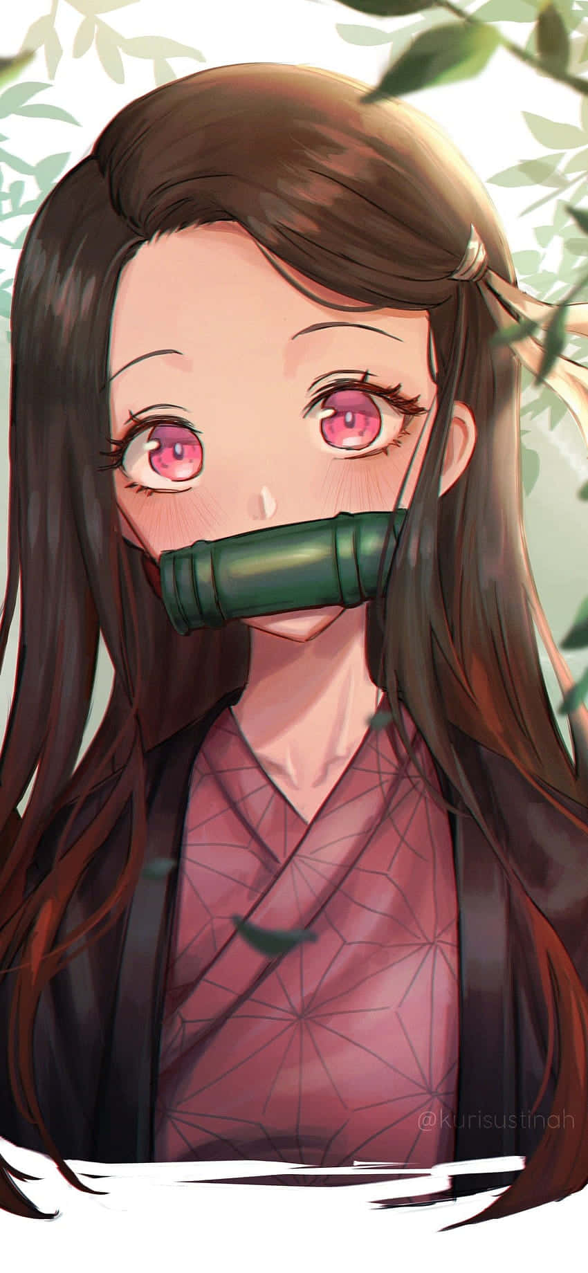 鬼灭之刃动漫女孩可爱祢豆子肖像 壁纸