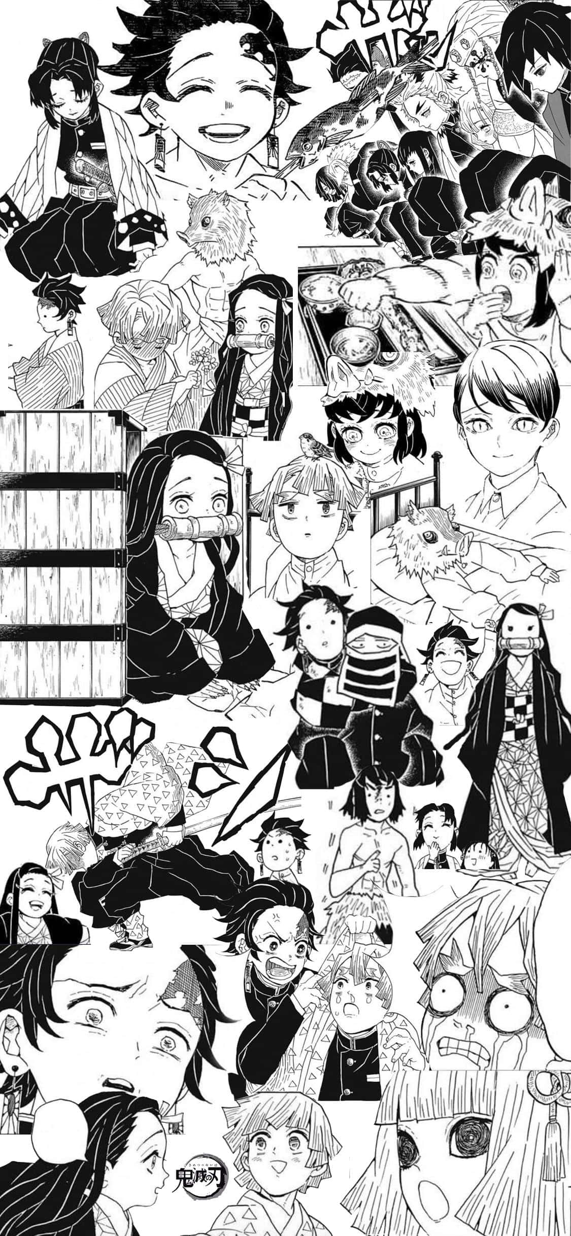 鬼灭之刃漫画可爱插图 壁纸