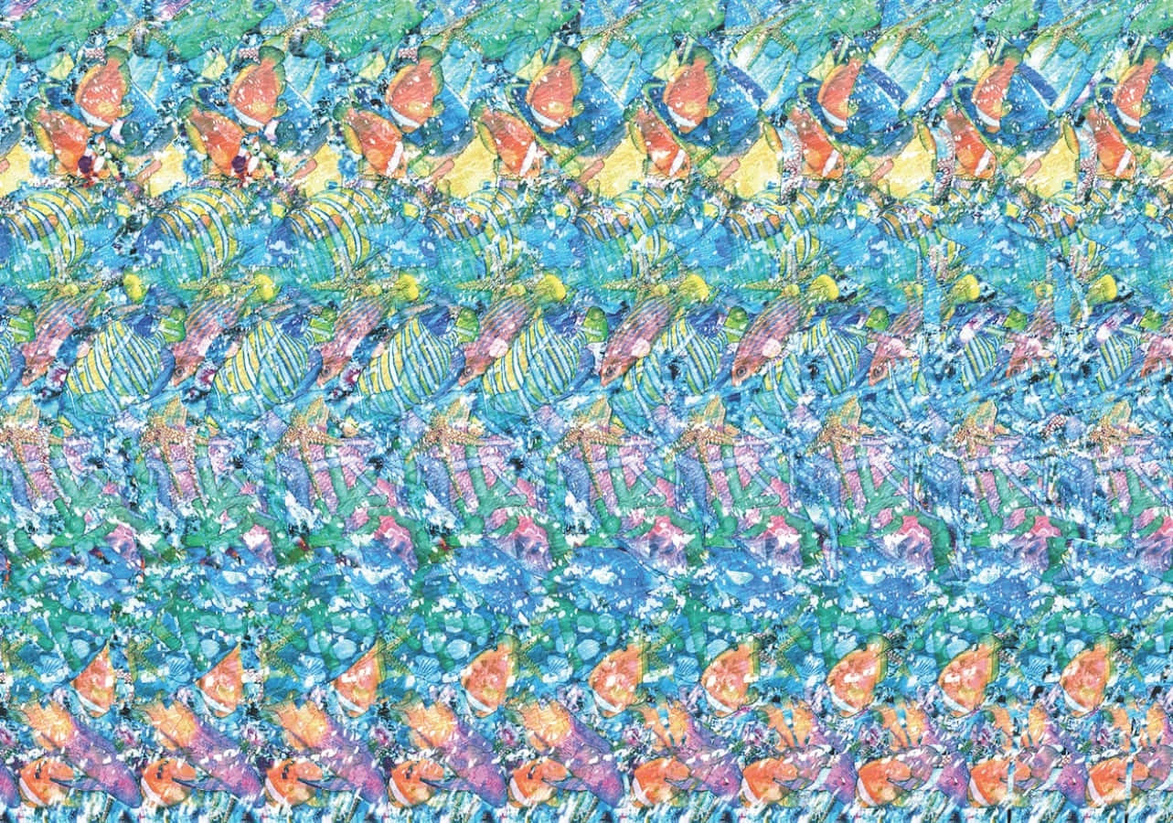 魔幻之眼3D彩色鱼立体图 壁纸
