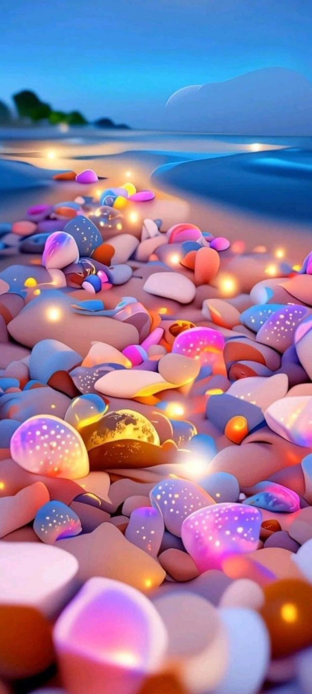 魔法发光石海滩之夜 壁纸