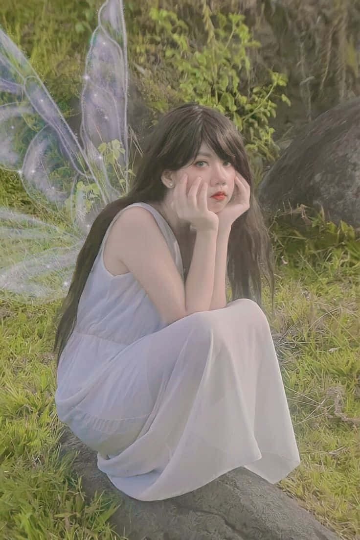 魔法精灵飞舞在蓝铃花丛中 壁纸