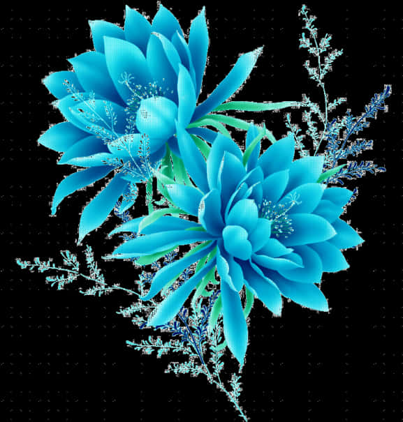 鲜艳蓝色花卉艺术 壁纸