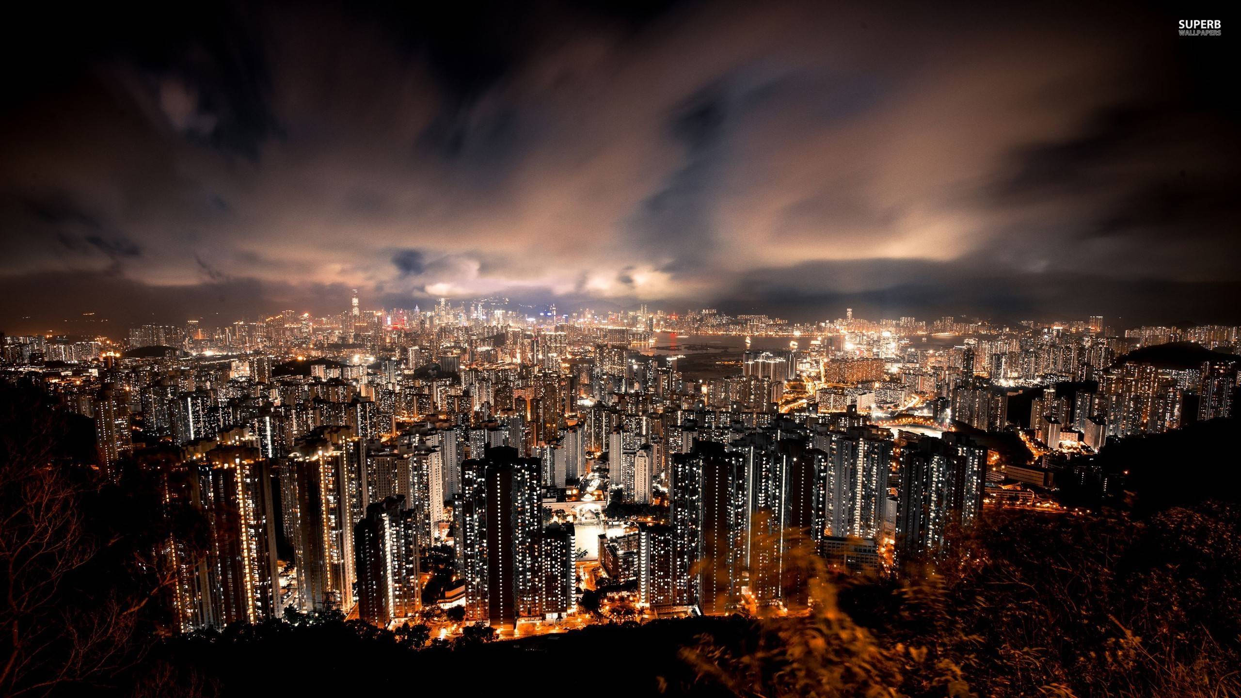 黄昏城市天际线 壁纸