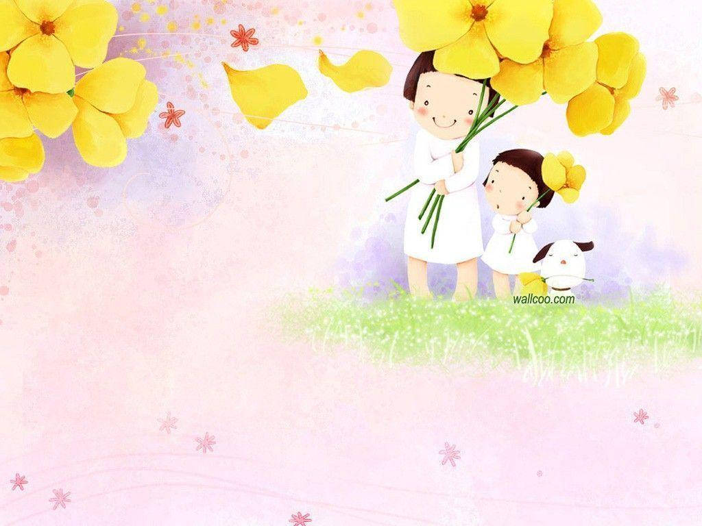 黄色花朵可爱桌面 壁纸