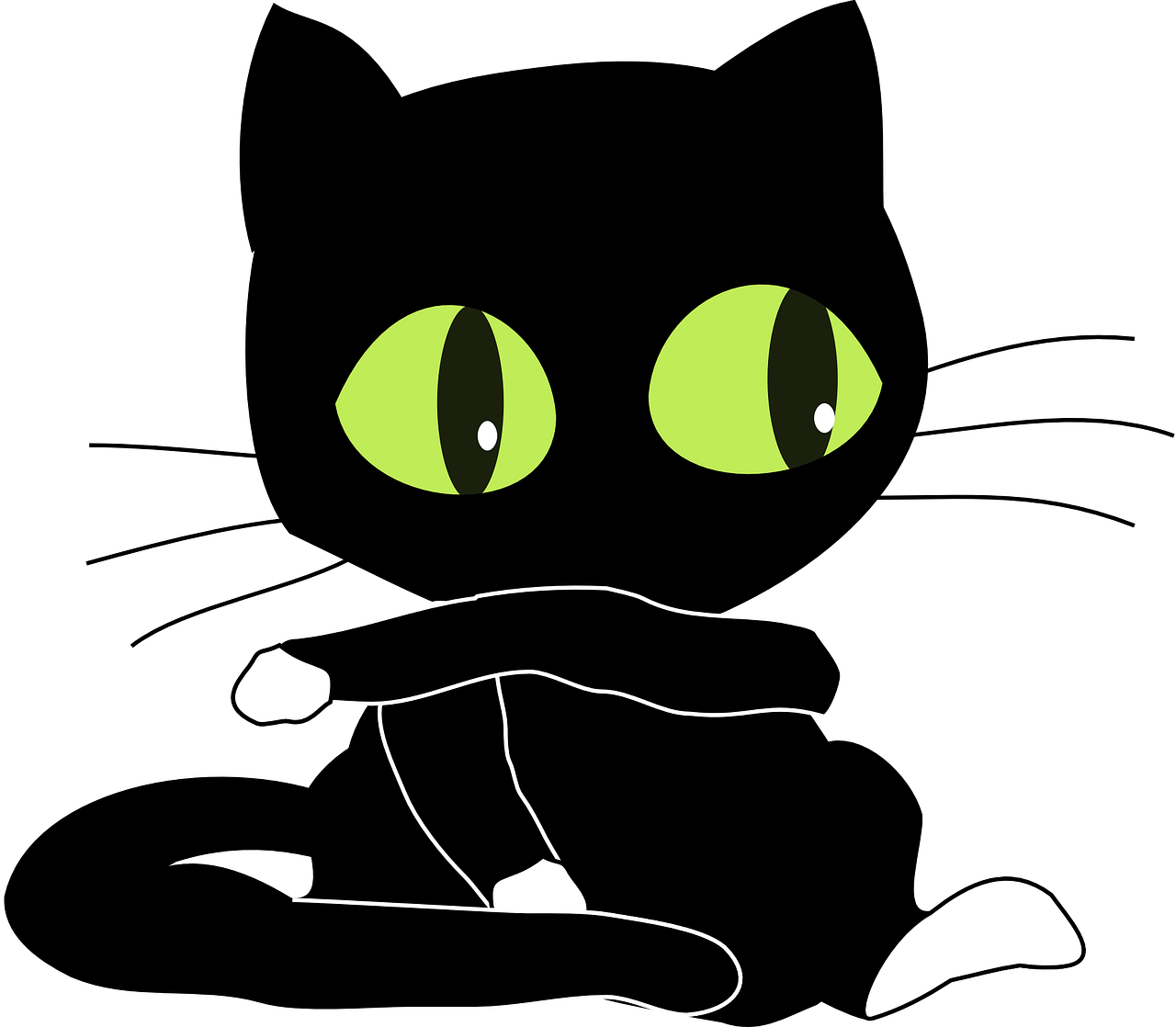 黑卡通猫绿眼睛 壁纸