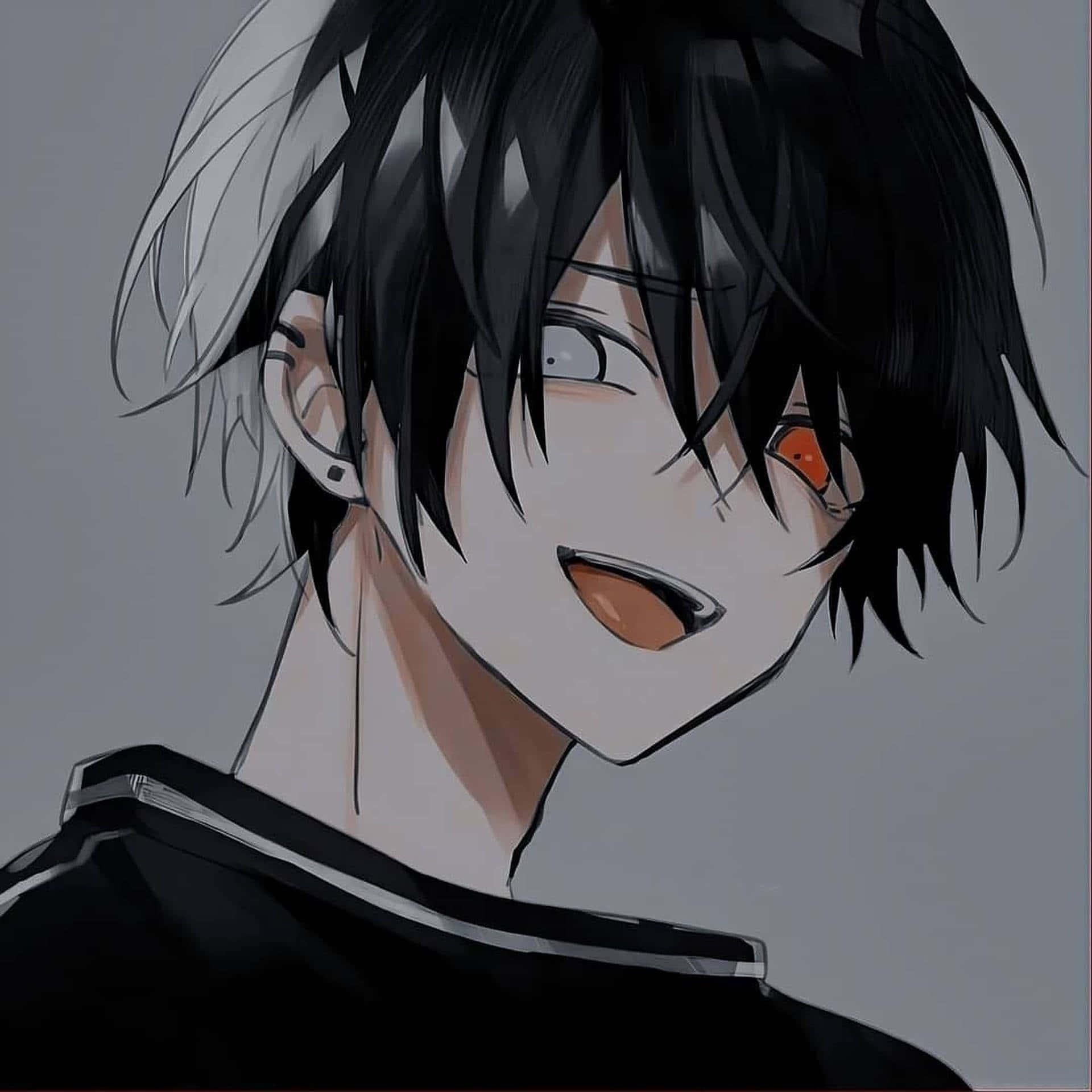 黑发可爱动漫男孩异色瞳头像 壁纸