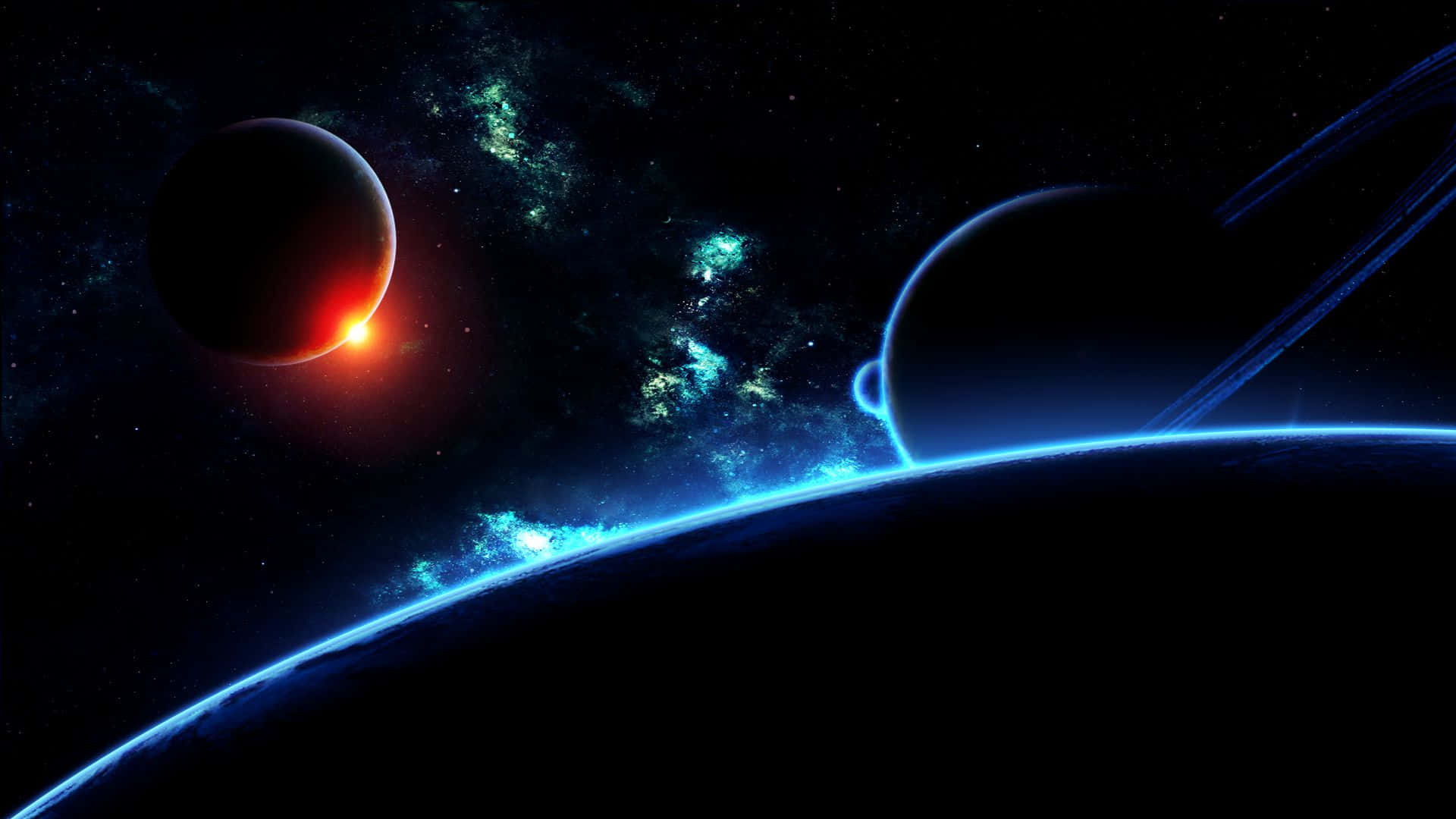 黑暗太空中发光行星表面壁纸 壁纸