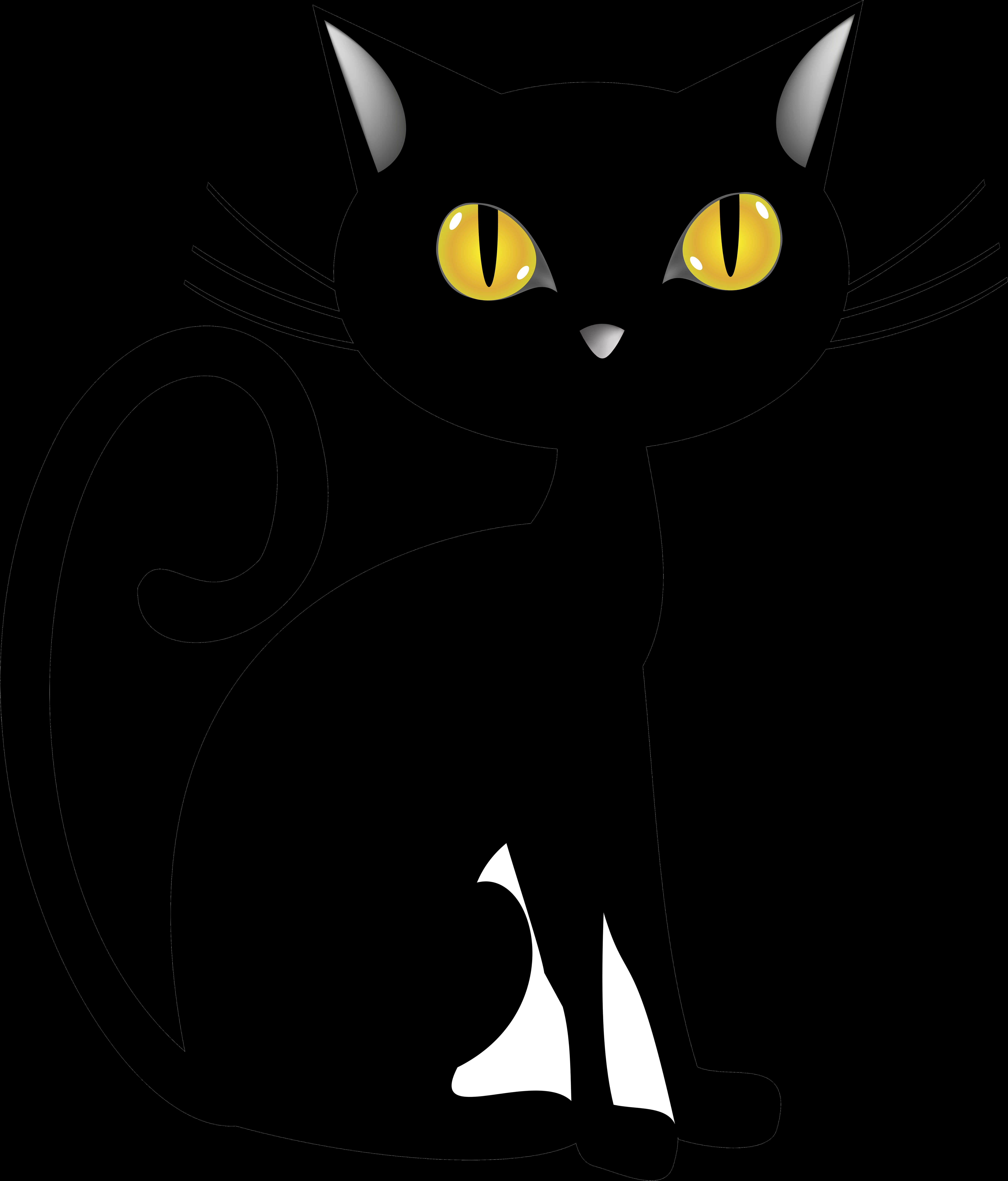 黑猫黄眼插画 壁纸