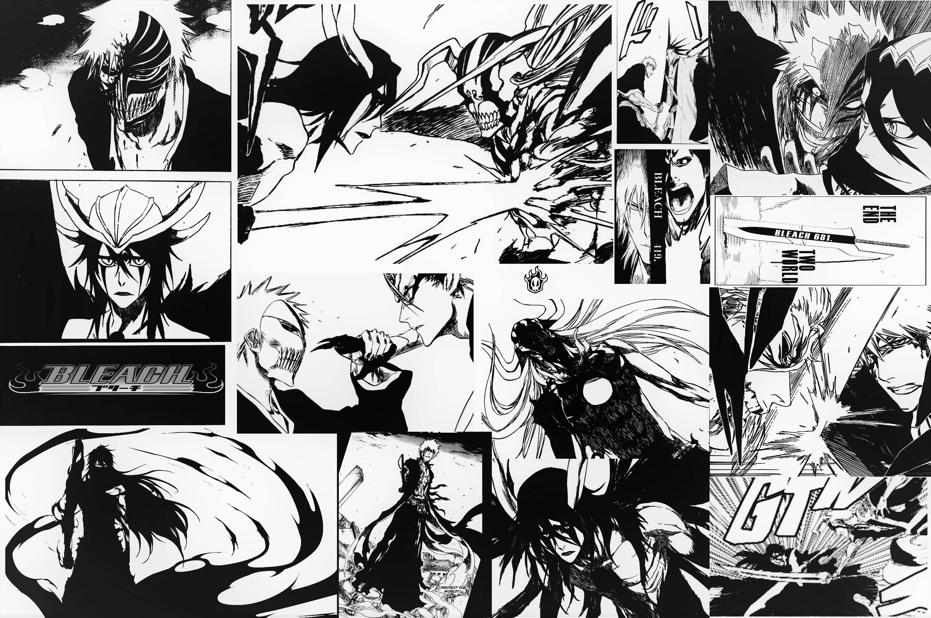 黑白动漫艺术《死神》一护漫画风壁纸 壁纸