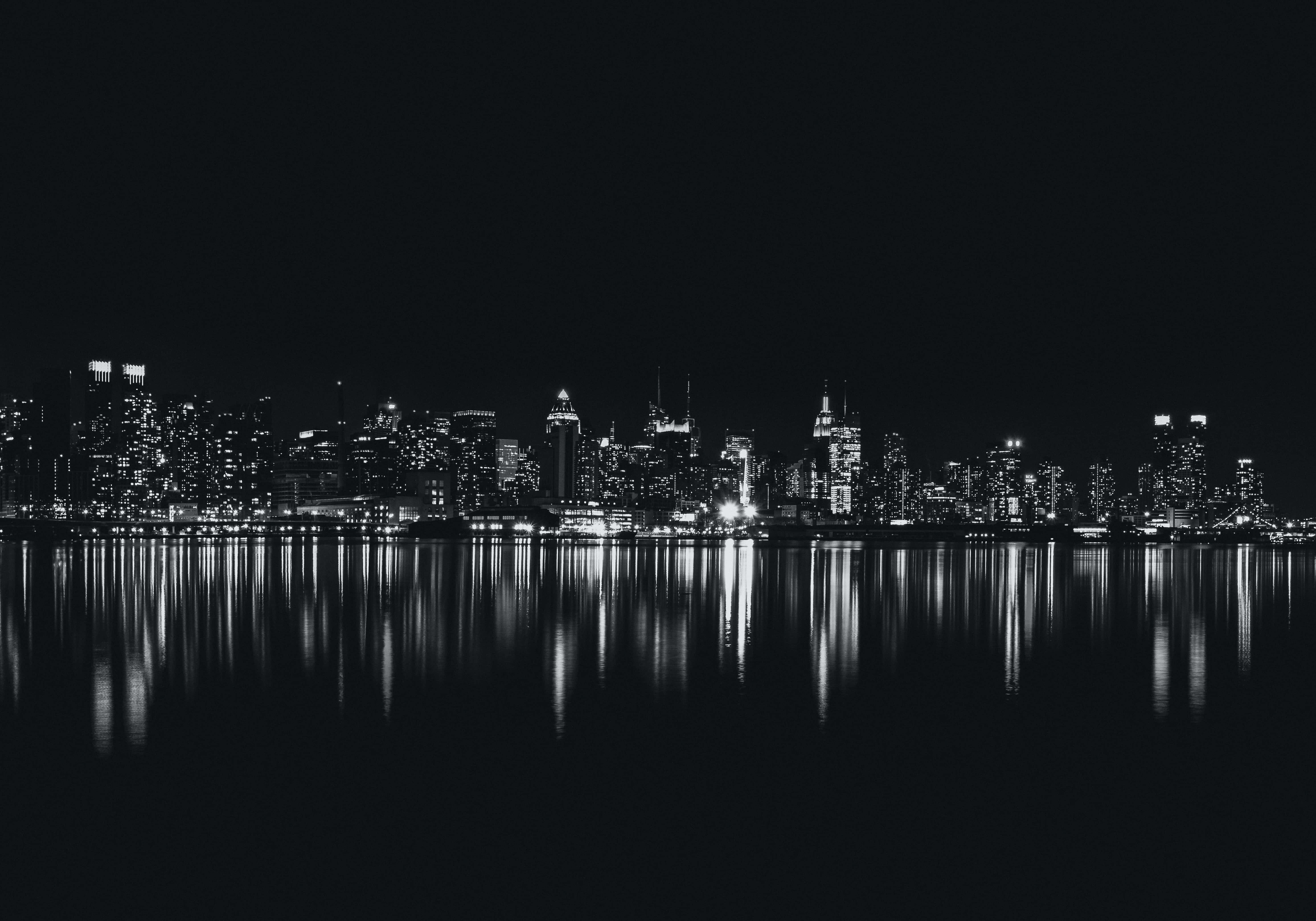 黑白城市灯光背景 壁纸